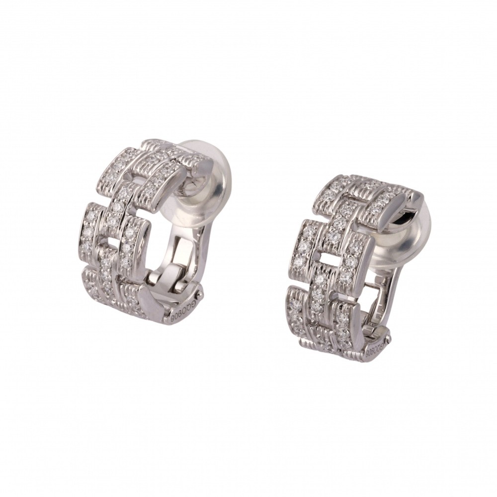 Cartier Mayon Pantale Earrings 18K White Gold Diamond B8032600