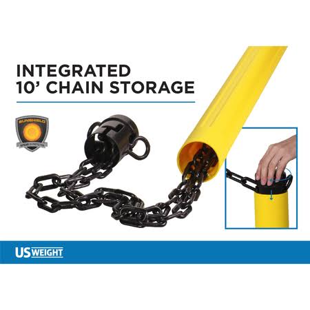 US Weight Heavy Duty Stanchion, Height 37 7/8 in, Yellow, Post Material High Density Polyethylene, 1 PR U2007YC
