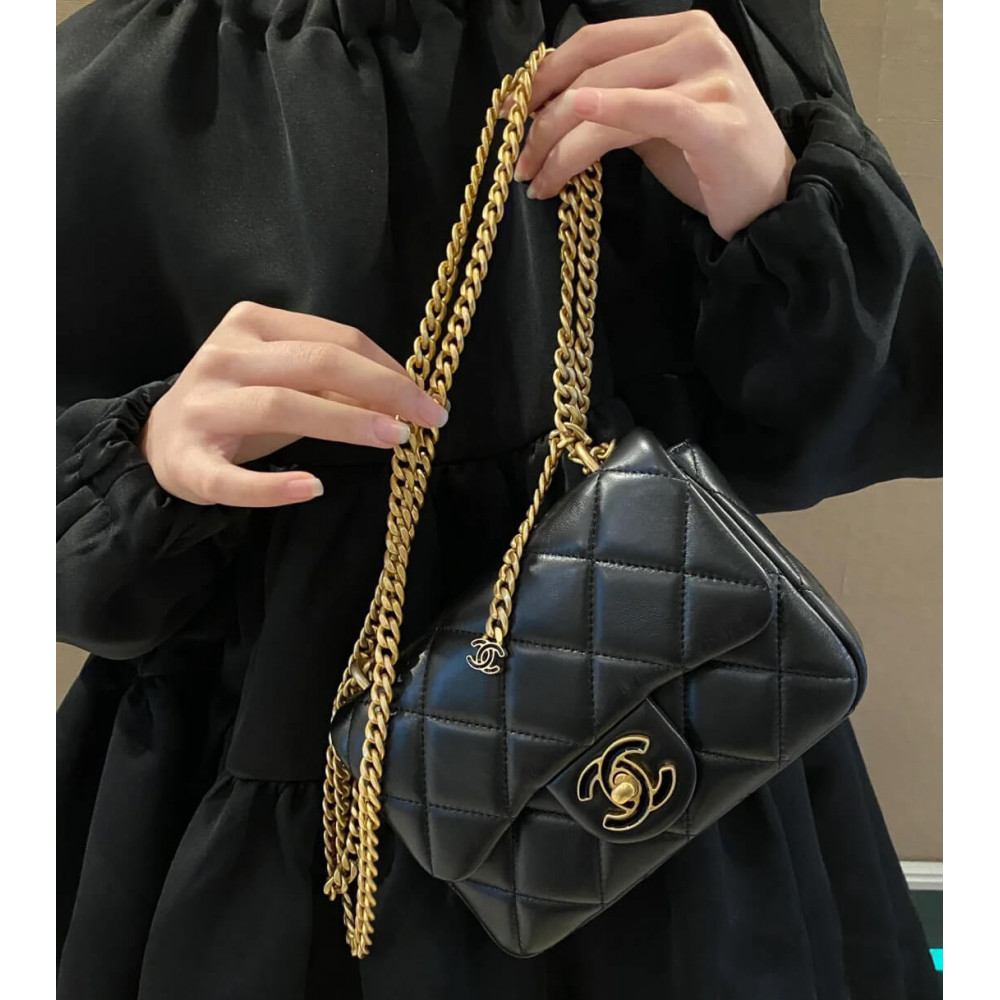 Chanel Mini Flap Bag in Lambskin with Enamel CC