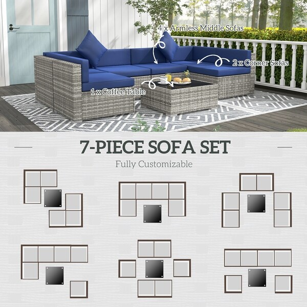 Siara 7piece Rattan Wicker Sectional Patio Set by Havenside Home