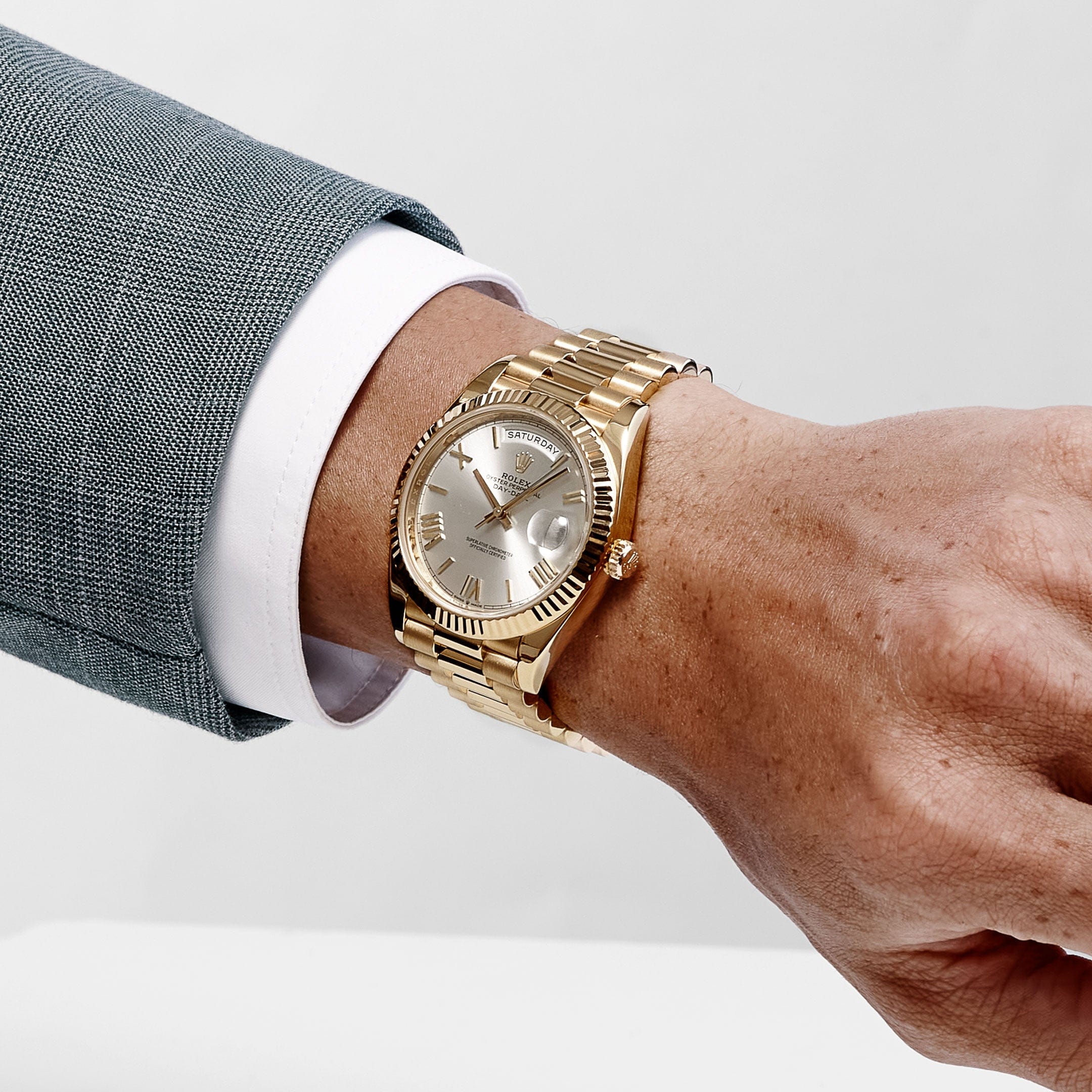 Rolex Day-Date 40 228238 Yellow Gold Silver Roman Numerals Dial (2026)
