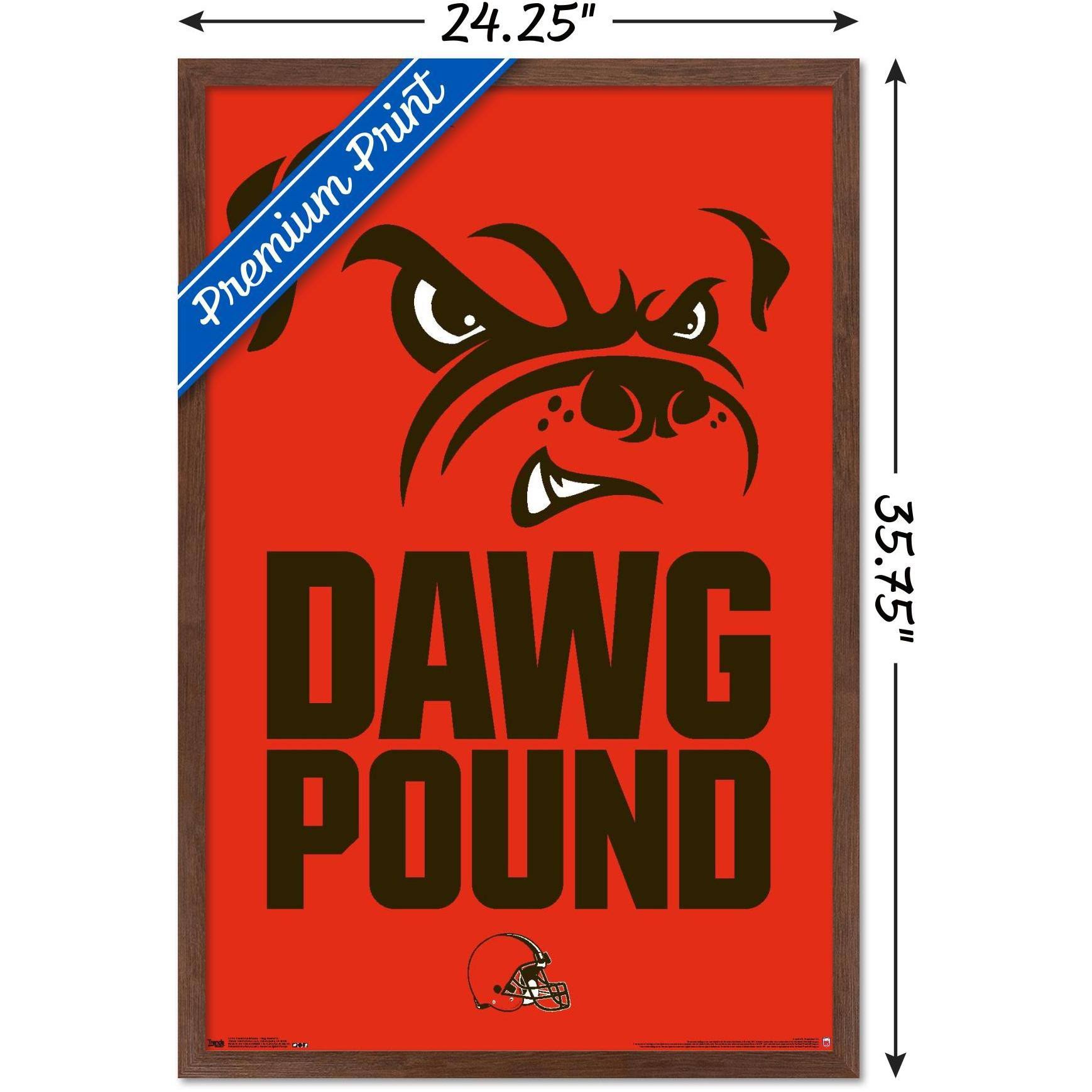 Trends International NFL Cleveland Browns - Dog Pound 15 Framed Wall Poster Prints Mahogany Framed Version 22.375x22 x 34x22