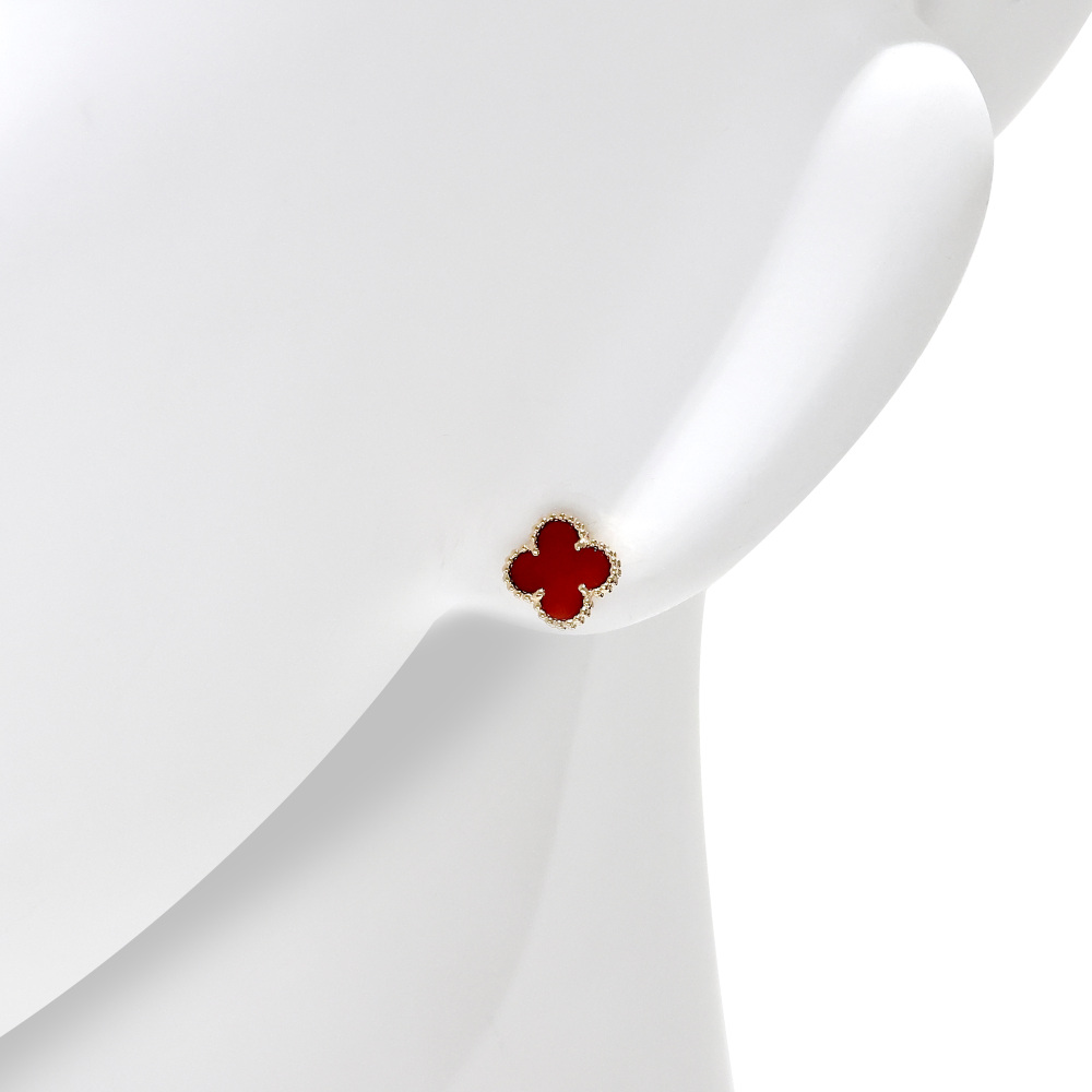 Van Cleef & Arpels Sweet Alhambra Earrings 18K Rose Gold Carnelian VCARN6BO00