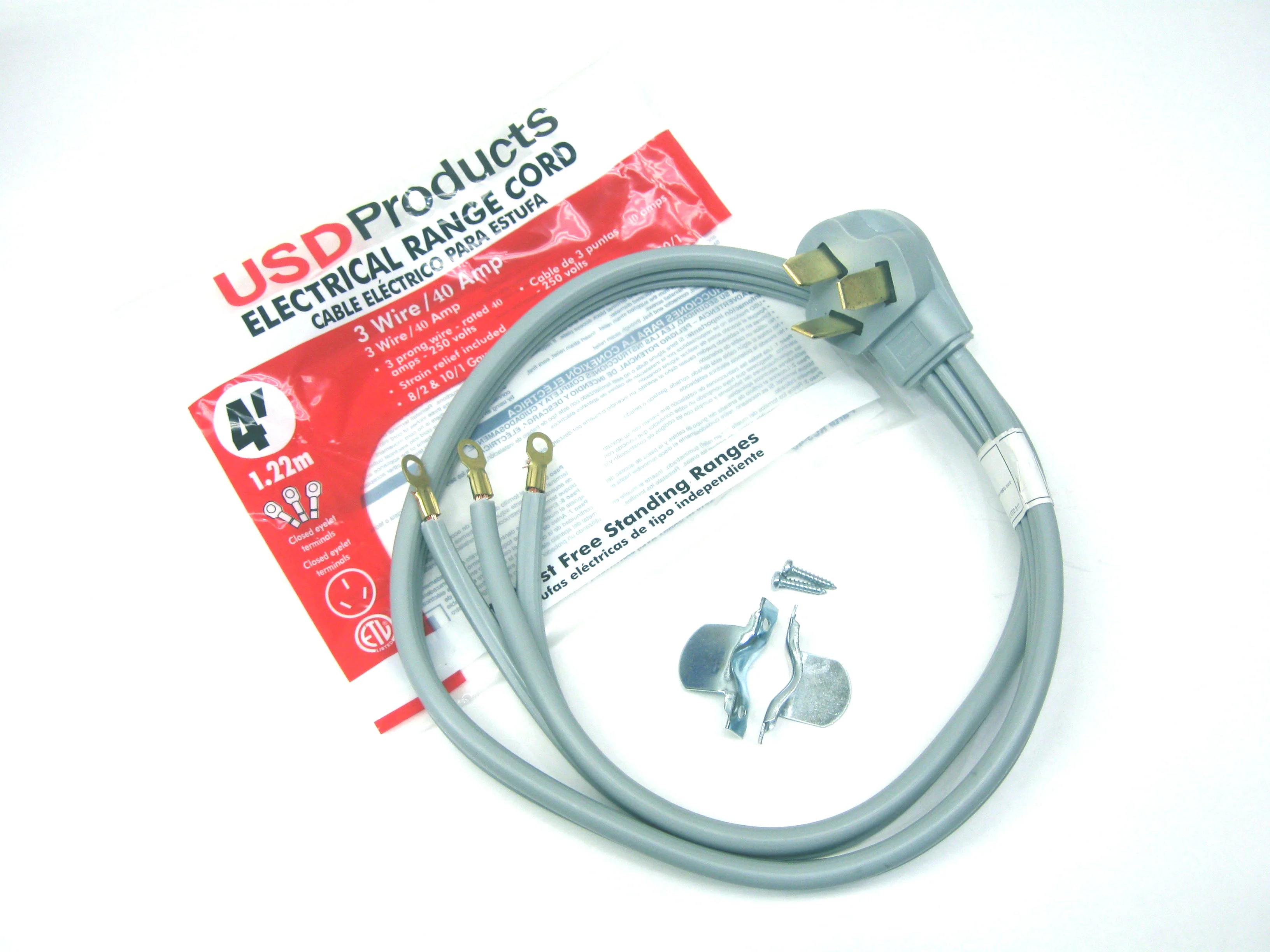 Range Oven Electric Power Cord 3 Prong Wire 40 Amp 4' Foot Heavy Duty