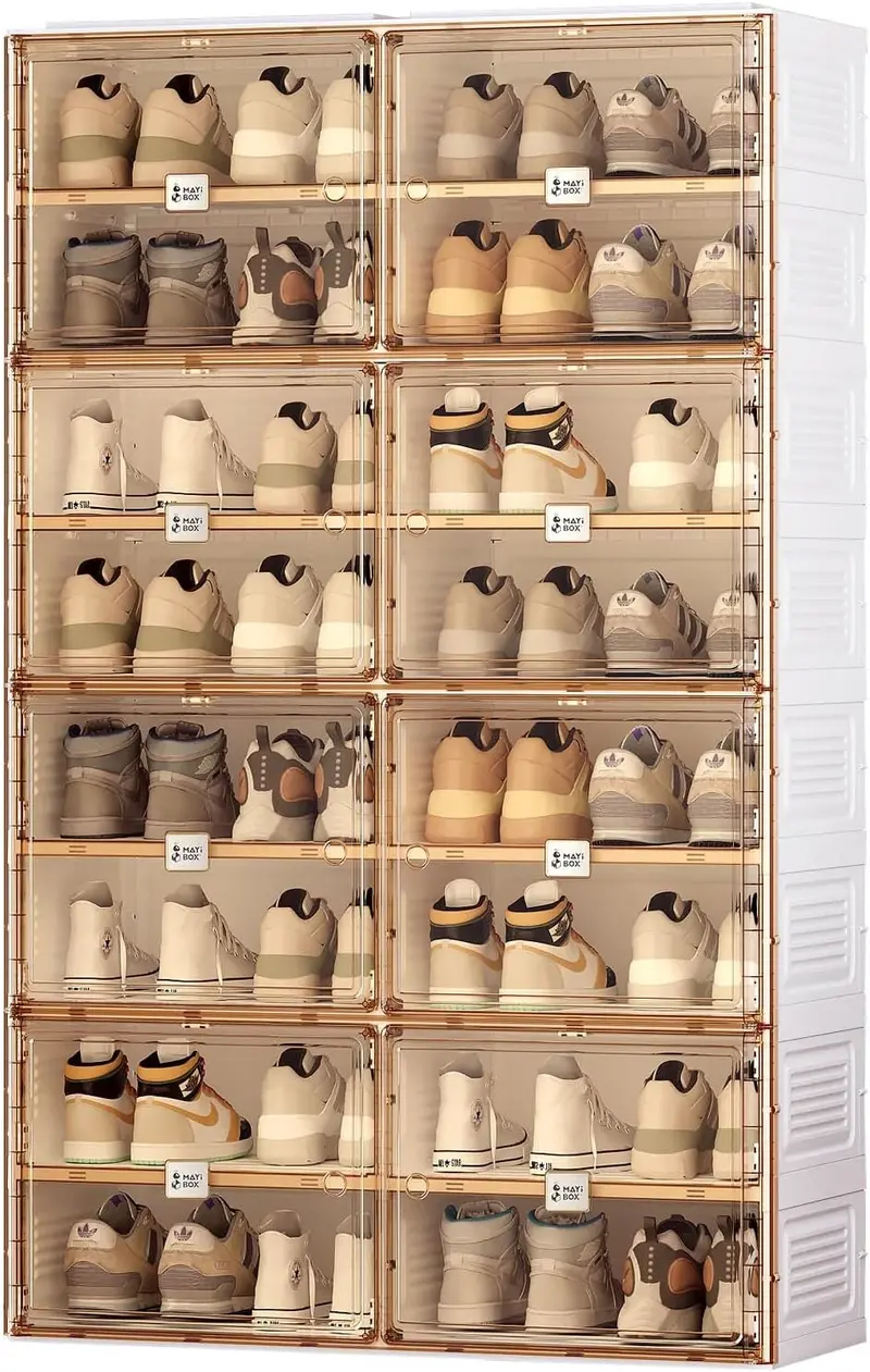Portable Plastic Shoe Rack by ANTBOX – Stackable Sneaker Storage Bin with Compact Design