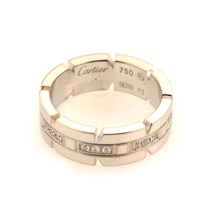 Cartier Tank Française Diamond Ring 18K White Gold