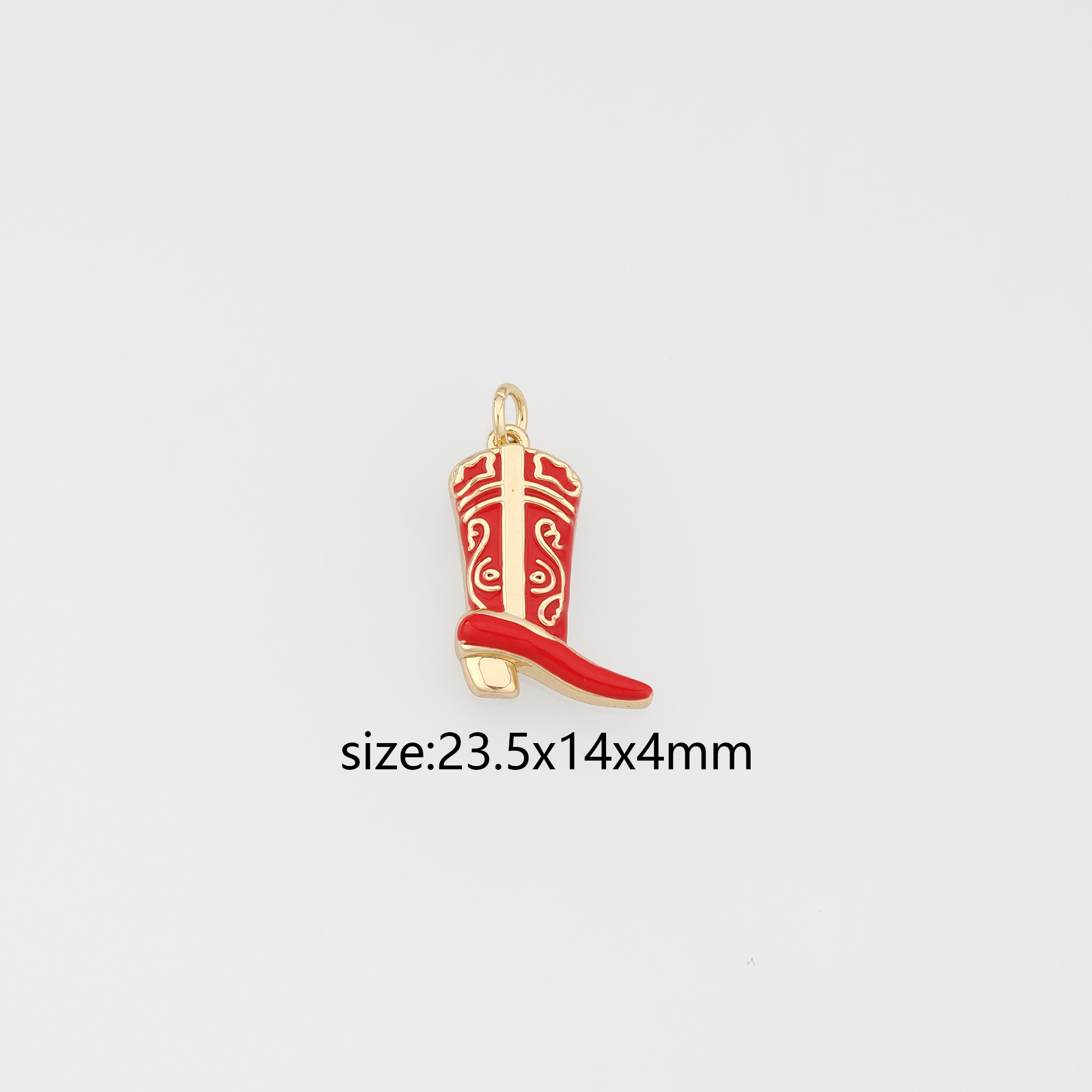 18K Gold Filled Cowboy Boots Pendant,Enamel Shoe Charm Earrings Necklace for DIY Jewelry Making Supply