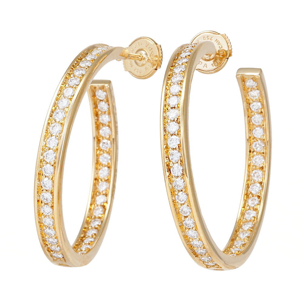 Cartier Classic Hoop K18 Yellow Gold Earrings Diamond