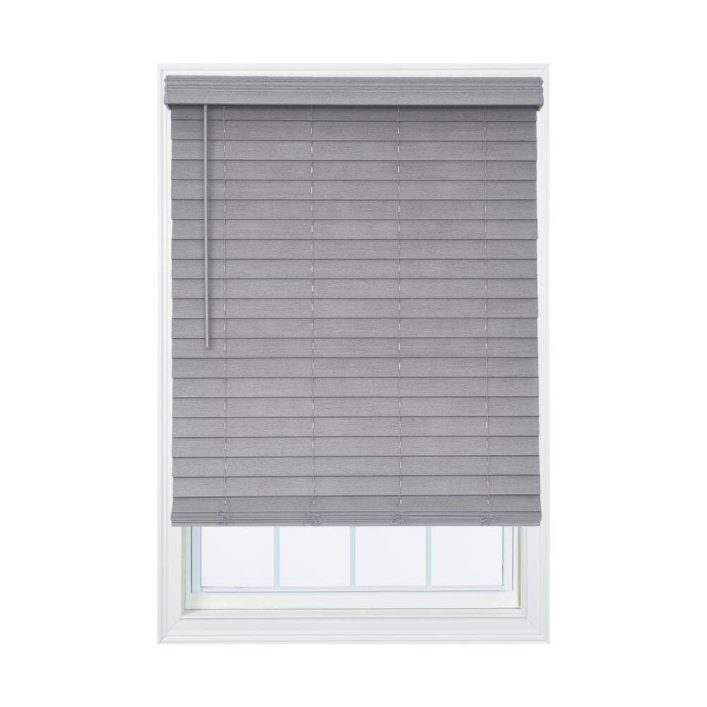 Allen + Roth 2.5-in Slat Width 70.75-in x 72-in Cordless Gray Faux Wood Room Darkening Horizontal Blinds | DFHSB7272-70.75