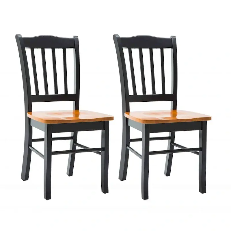 Shaker-Style Side Dining Chairs (Set of 2) – Classic Wooden Design with Slatted Backs