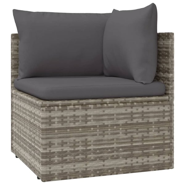 vidaXL 9 Piece Patio Lounge Set with Cushions Gray Poly Rattan
