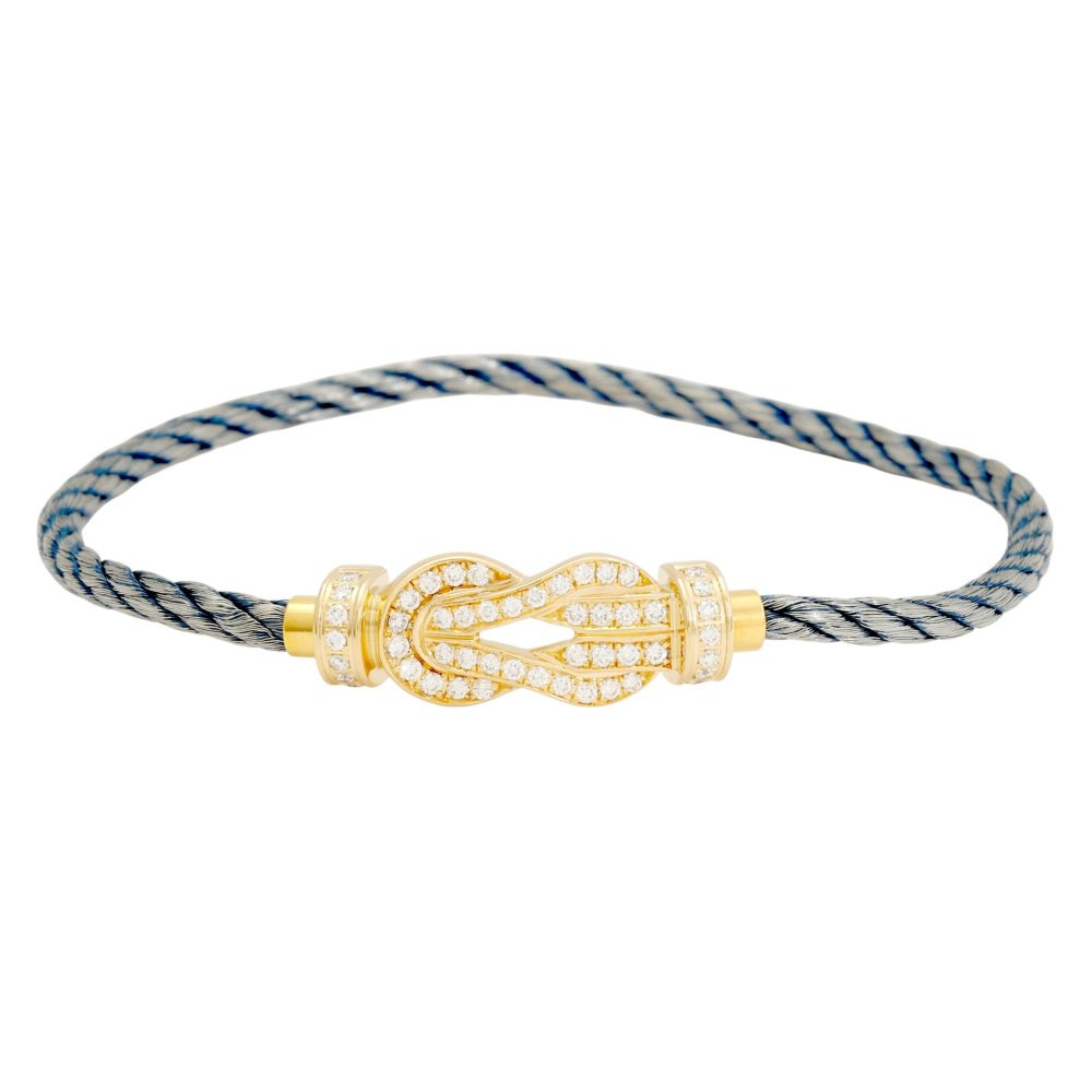 FRED Chance Amphini Bracelet 18K Yellow Gold & Stainless Steel Diamond 0B0110-6B0308