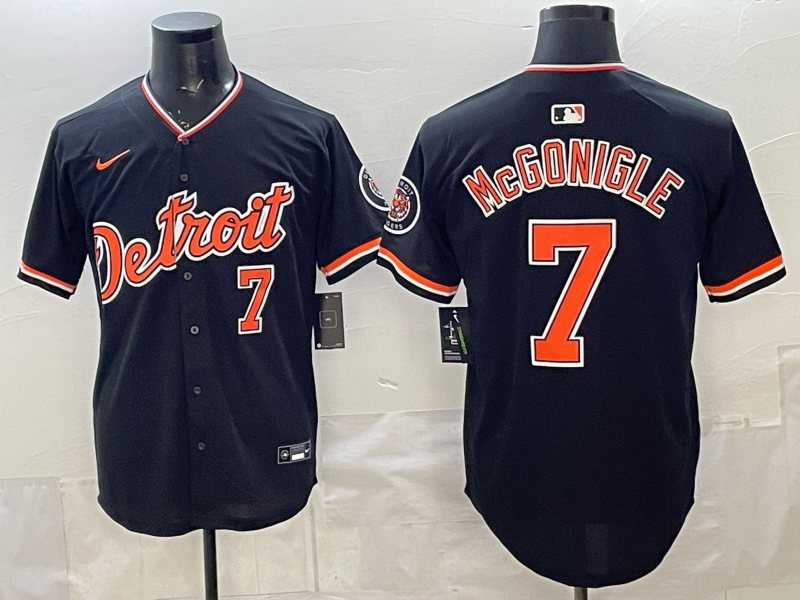 Men's Detroit Tigers Kevin McGonigle #7 Black Alternate Stadium Jersey