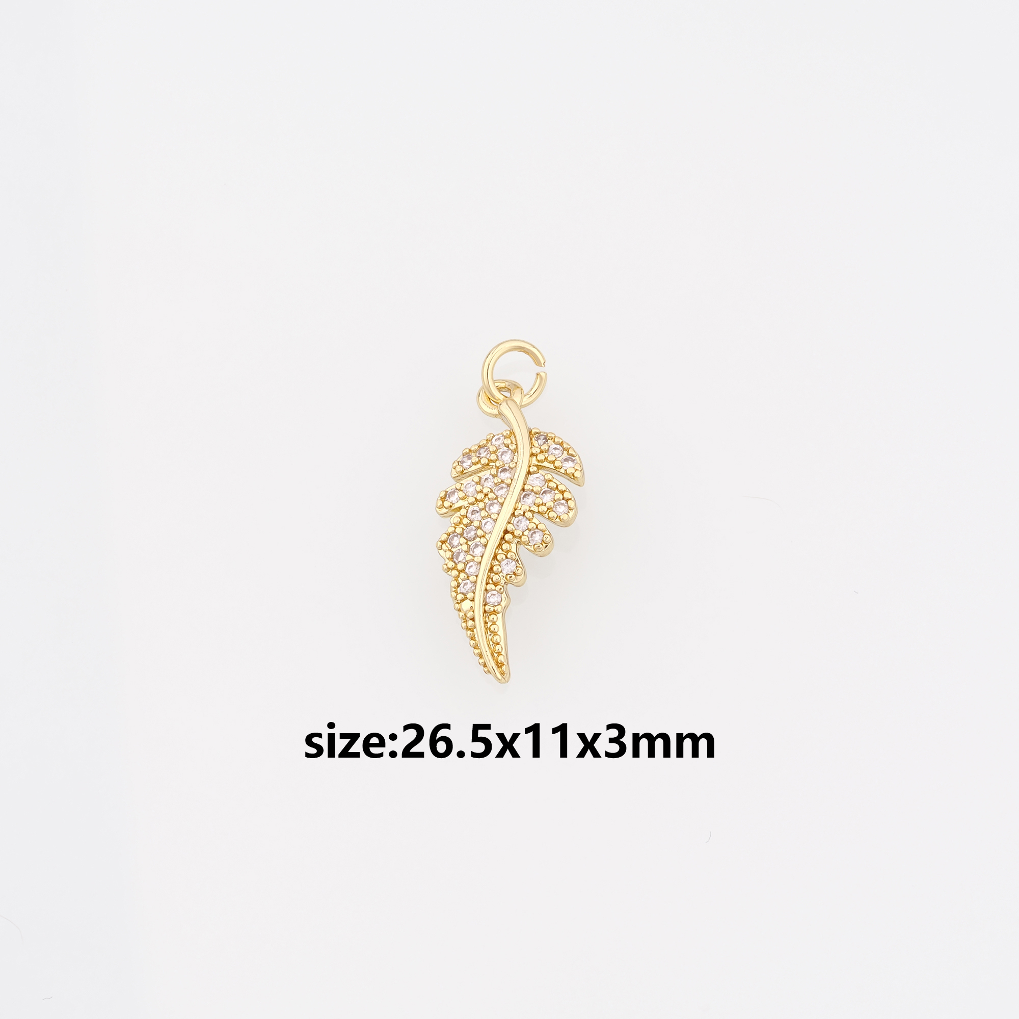 18K Gold Filled Leaf Pendant,CZ Micro Pave Leaf Charm Earrings Necklace for DIY Jewelry Making Supply
