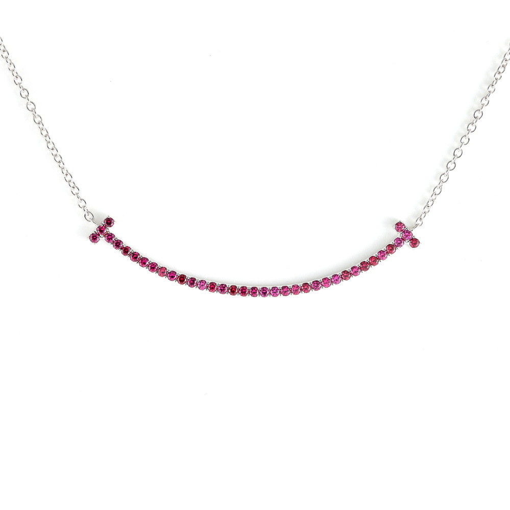 Tiffany & Co. Tiffany T Smile Necklace 18K White Gold Ruby 60698082