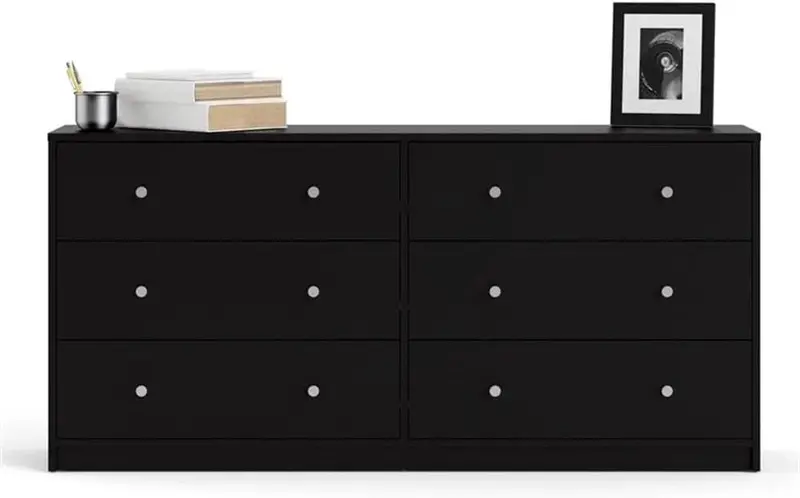 Scandinavian-Style Bedroom Furniture Set – Engineered Wood 3-Piece Collection with Chest, Dresser, and Nightstand in Black