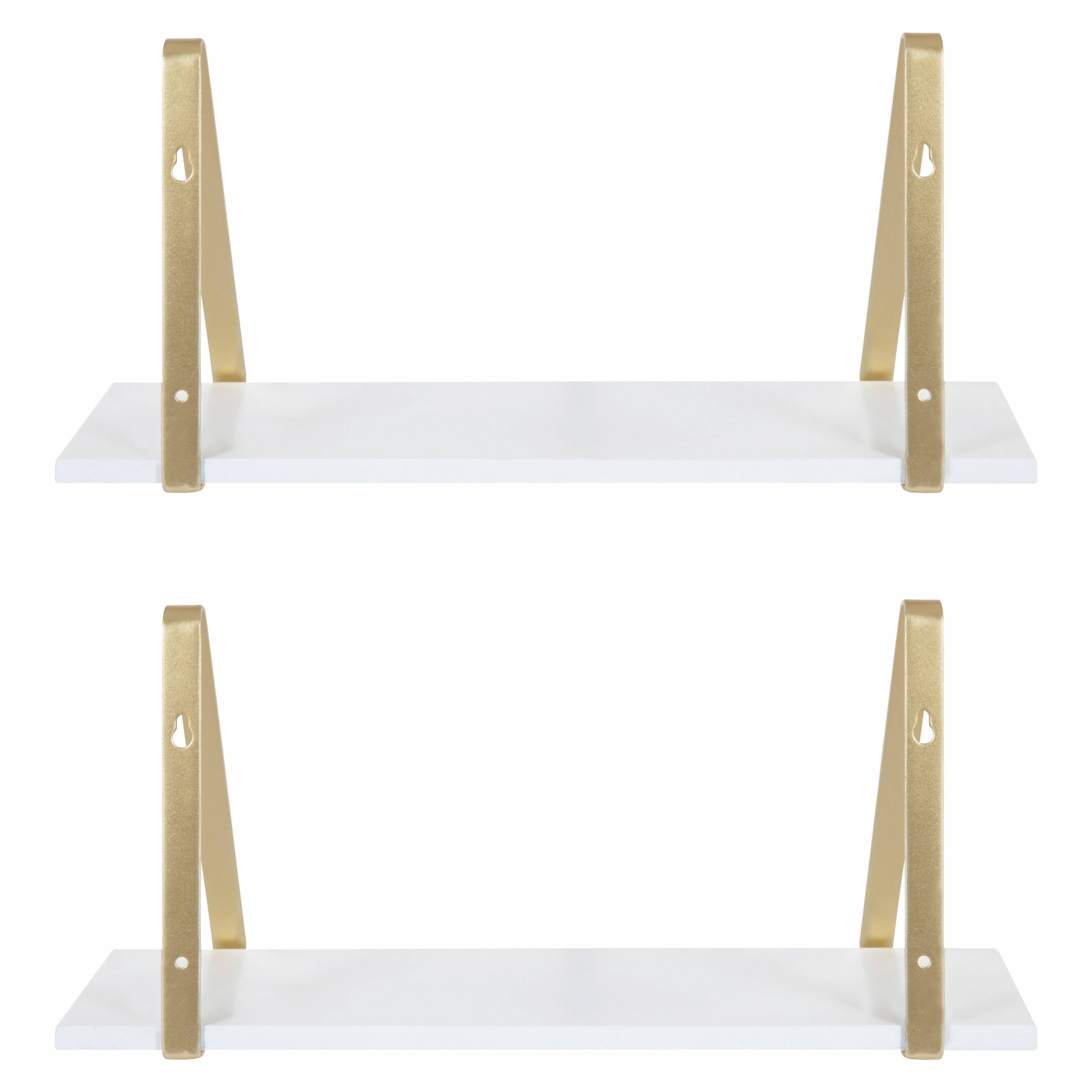 Kate and Laurel Soloman Modern Wooden Shelves - 2 Piece - White/Gold