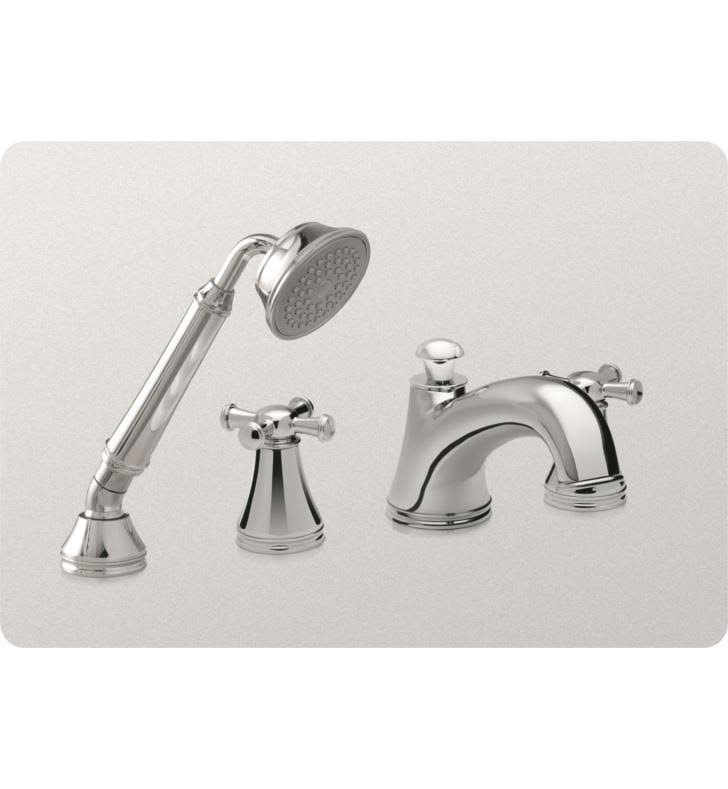 Toto TB220S#BN Vivian Deck-Mount Tub Filler Trim with Cross Handles and Handshower, Brushed Nickel