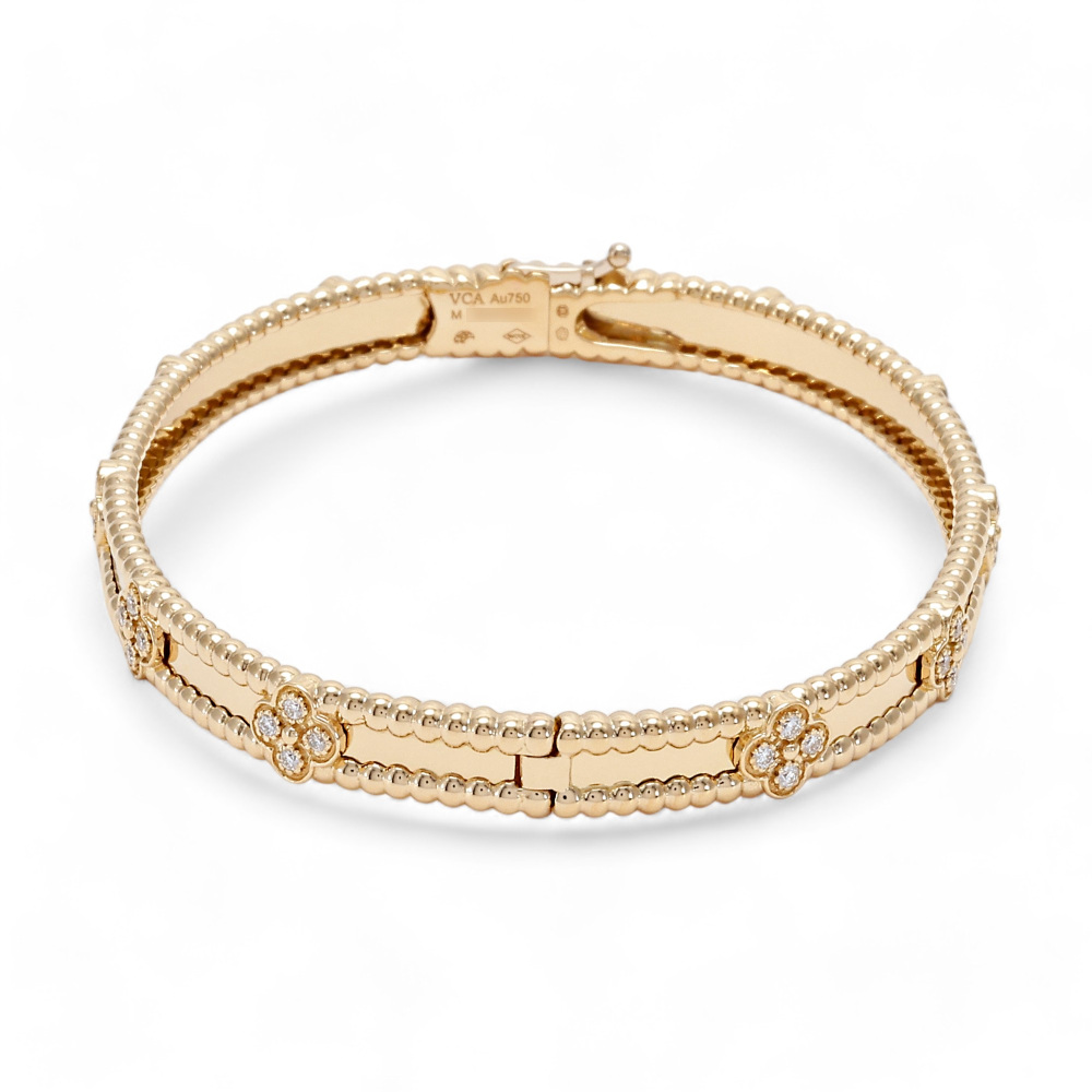 Van Cleef & Arpels Perlet Sweet Clover Bracelet 18K White Gold & 18K Yellow Gold Diamond VCARP6X600