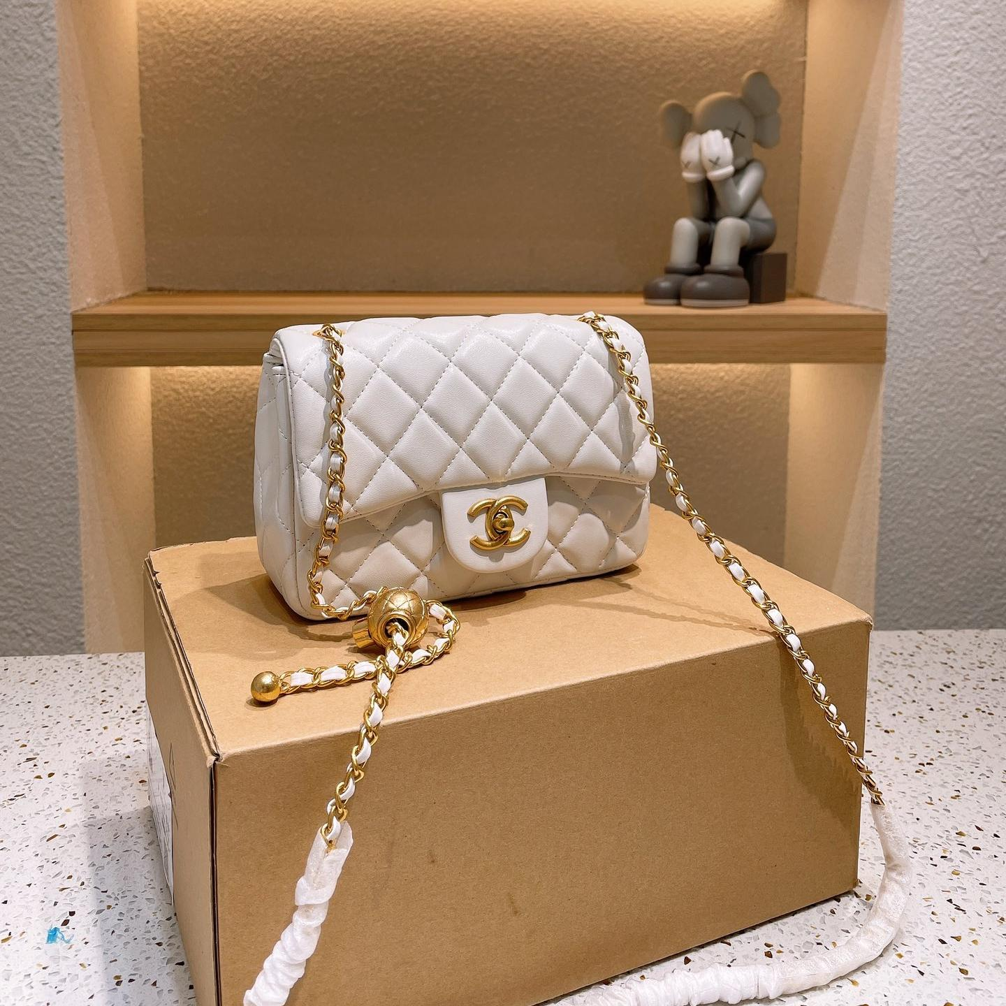 Chanel Classic Small Gold Ball Square Baguette - cnluxepick