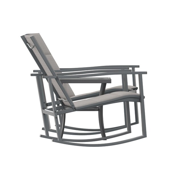 3 Piece AllWeather Rocking Chairs and Glass Top Table Bistro Set