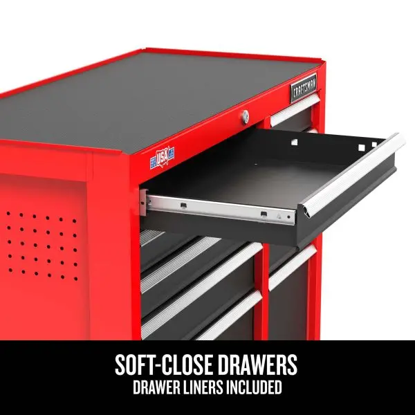Rolling 5-Drawer Tool Cabinet – 2000 Series, 26″W × 36.5″H, Red Steel Design