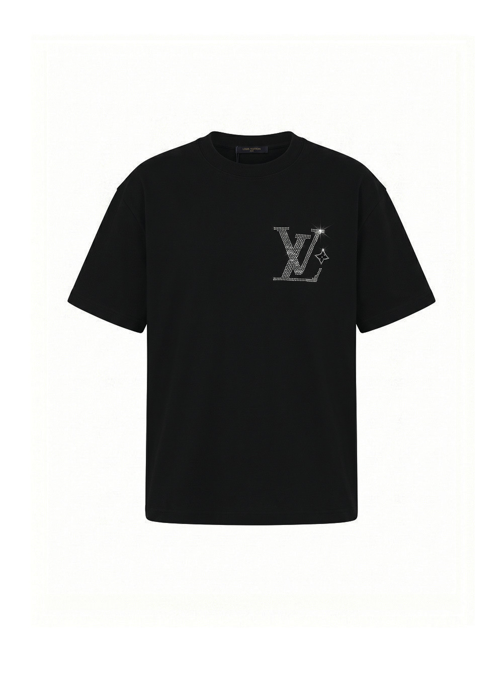 メンズ プレミアムルイヴィトンTシャツコピー 厚手 LOUIS VUITTONラインストーン付きの重厚な加工