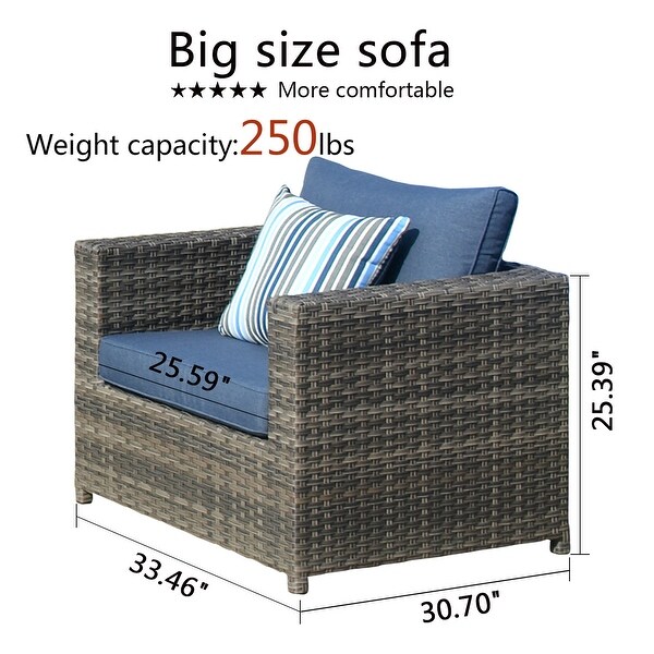 OVIOS Patio Furniture Deep Seat Wicker 9piece Set