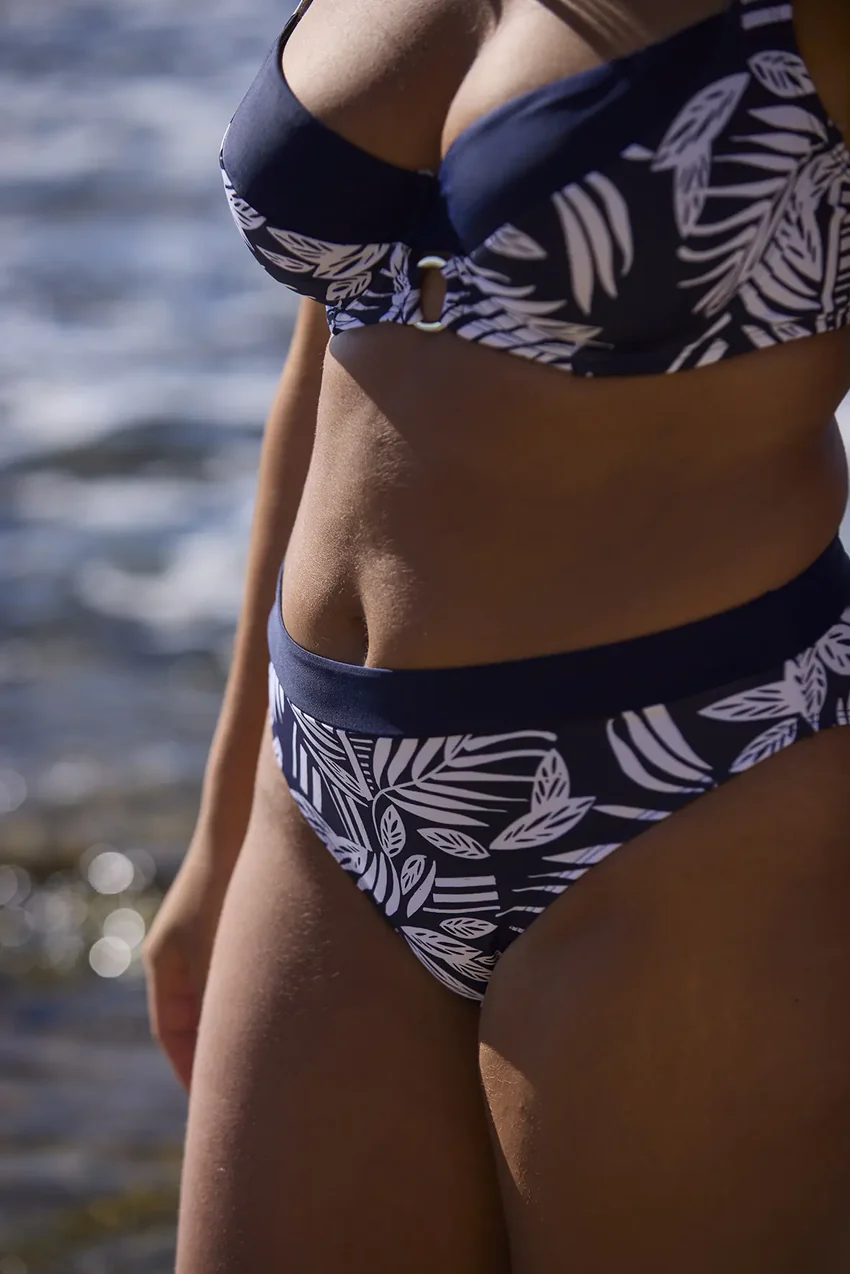 Slip de bain Kelaa Feuilles Graphiques Bleu Marine