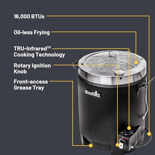 Propane Gas Stainless Steel Oil-Less Turkey Fryer, Black