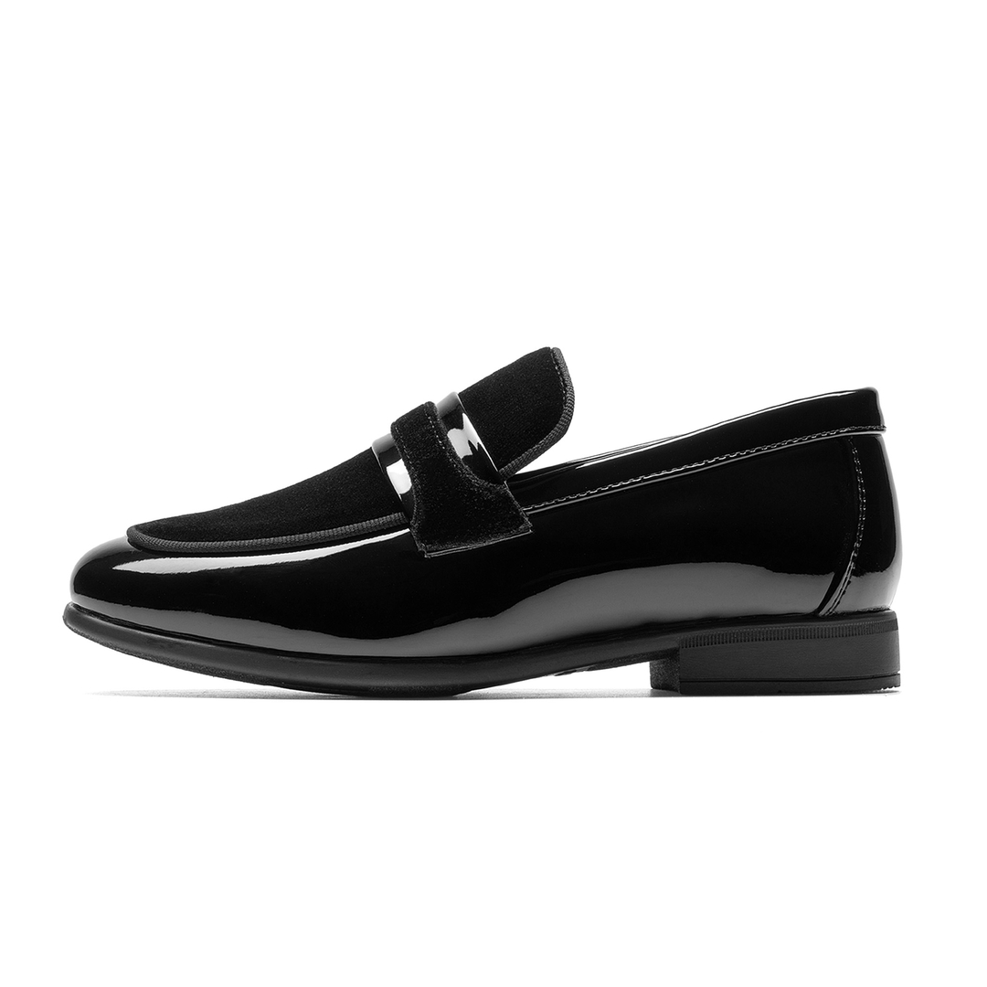 Boy's Tuxedo Patent Classic Velvet Loafers