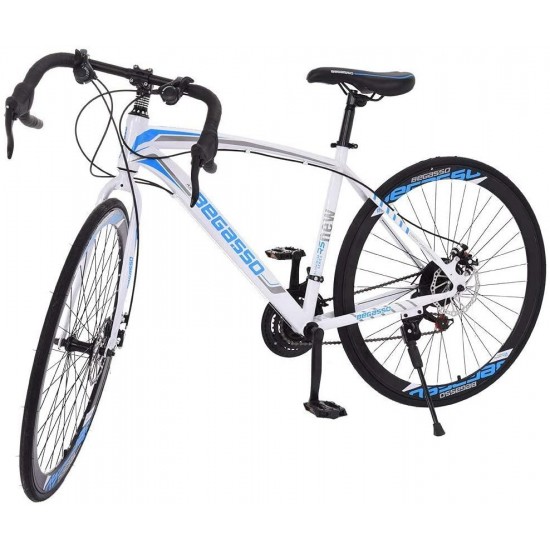 Aluminum Road Bike,700C Racing Bicycle with 21 Speed Derailleur System Disc Brakes Bicycles City Commuter Bike, Lightweight Durable Road Bike Mens/Womens Fashionable Bikes