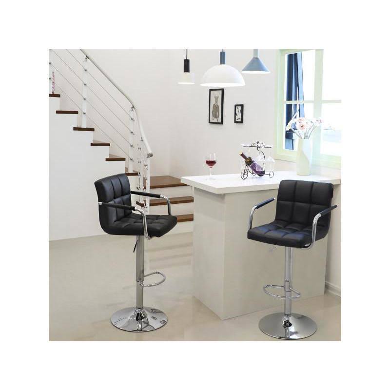 Nancy&s Bar Stool Set of 2 - Bar Chair - Stool - Bar Stool - Black Leather