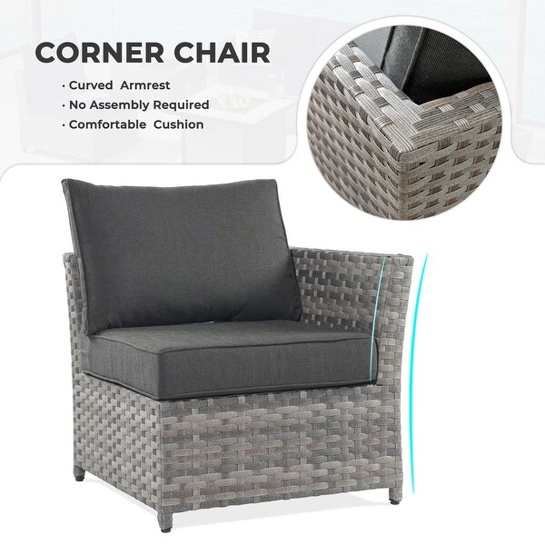OVIOS 6Piece Patio Grey Wicker Conversation Set