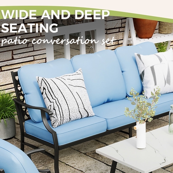 MAISON ARTS 6/7Piece Patio Conversation Sets,Sofa Set with 2/4 x Single Chairs,1 x 3seater Sofa and Coffee Table/Ottomans