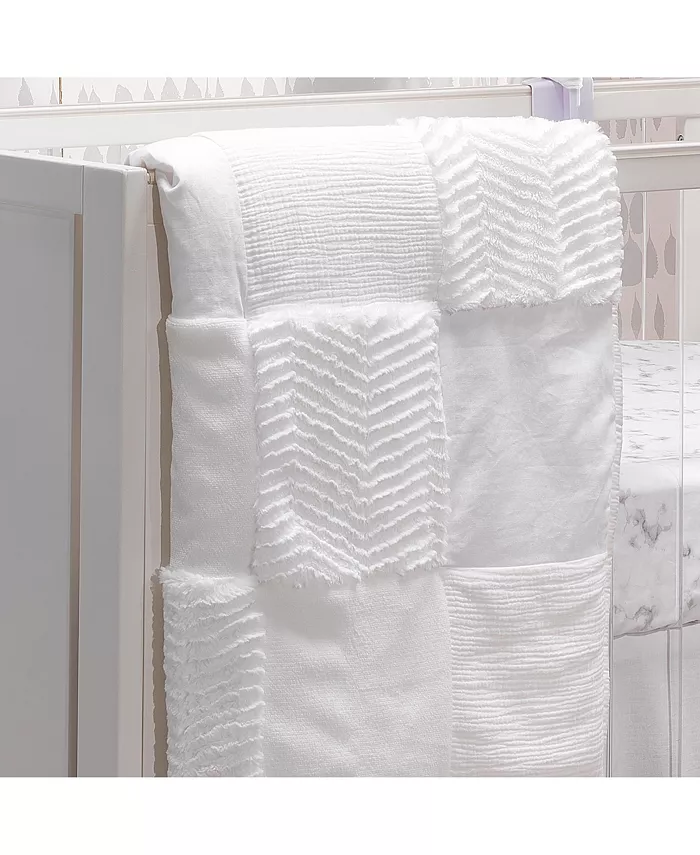 Lambs and Ivy Signature White Luxury Textured Patchwork Crib Toddler Quilt