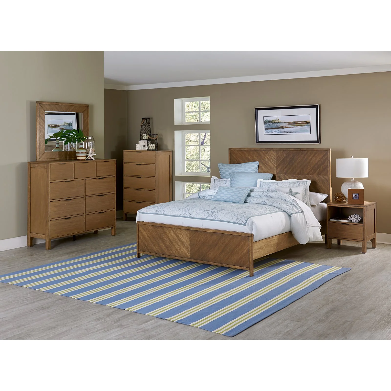 Progressive Strategy 5 Drawer Wood Chest in Jute Tan