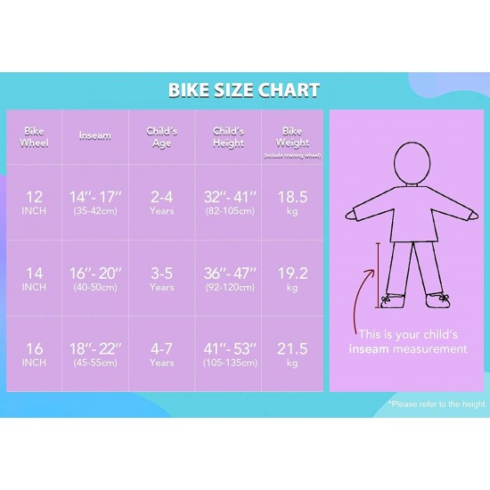 Girls Bike for 3-6 Years Child, 14″ & 16″ Kids Bicycle with Basket Bell Hand Brake & Training Wheels
