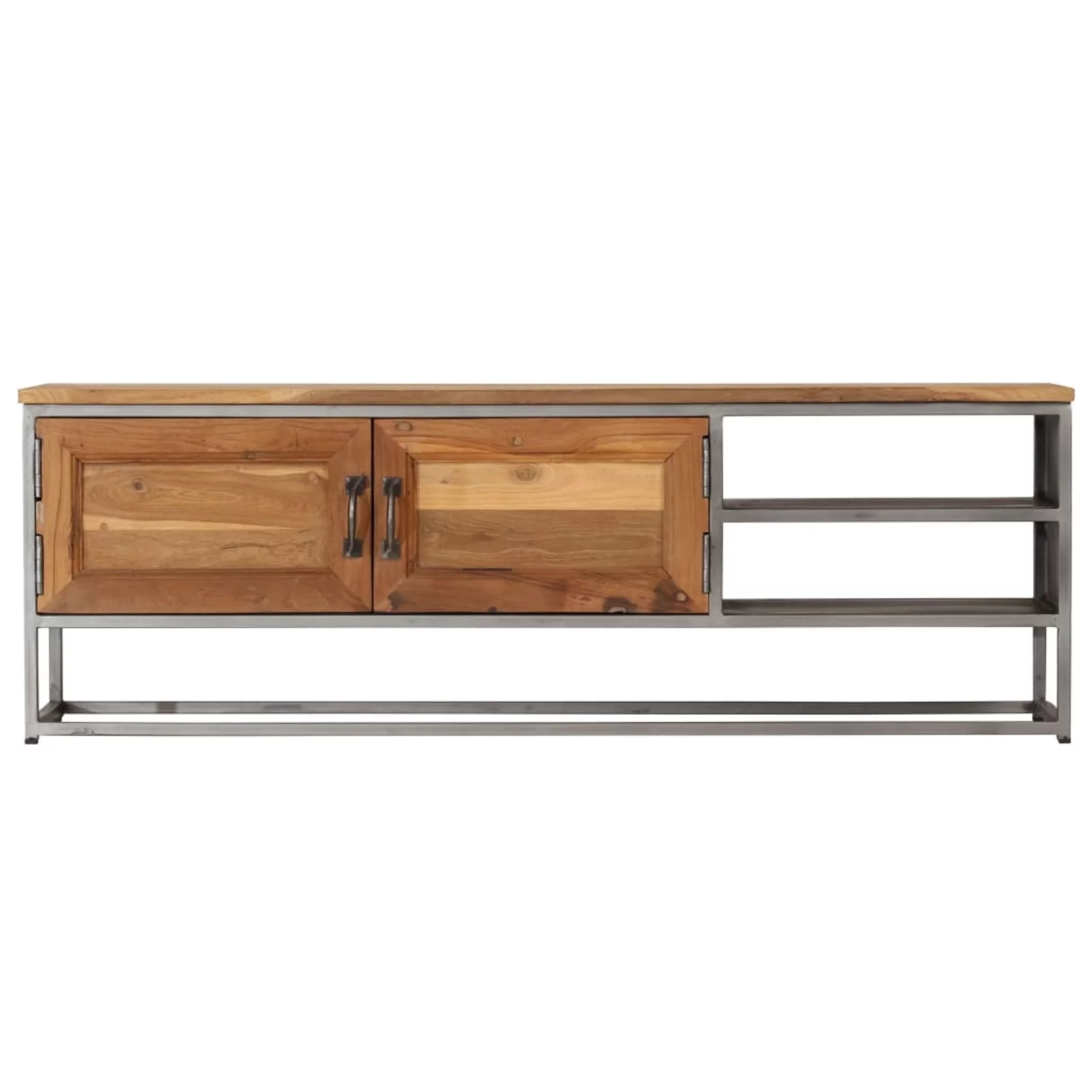 moobody TV Stand with Storage Cabinet and Shelves Recycled Teak Wood Television HiFi Cabinet End Side Table Steel Frame for Living Room Home Furniture 47.2 x 11.8 x 15.7 Inches (W x D x H)