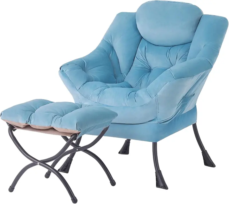 Tiita Modern Lazy Lounge Chair with Matching Ottoman – Large Leisure Armchair Set