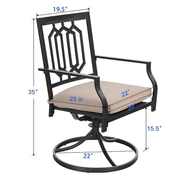 MAISON ARTS 7piece Patio Dining Set,1 Rectangle Woodlike Table with Umbrella Hole and 6 Metal Swivel Chairs