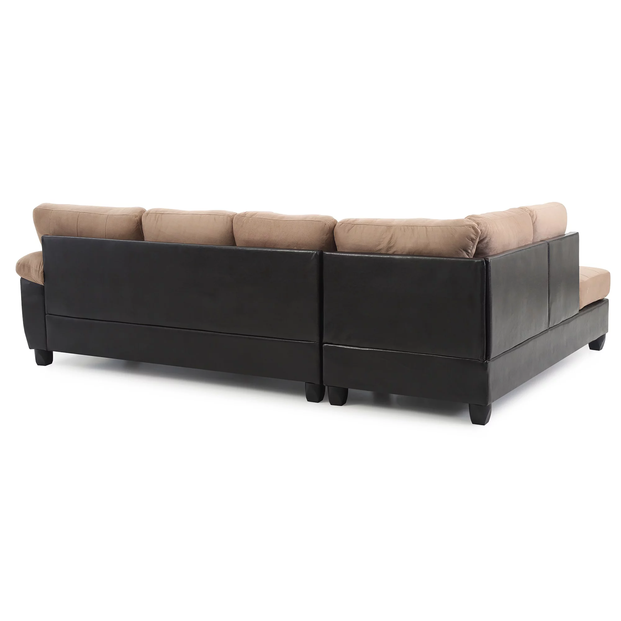 Passion Furniture Gallant 111 in. W 2-piece Faux Leather and Microfiber L Shape Sectional Sofa in Mocha