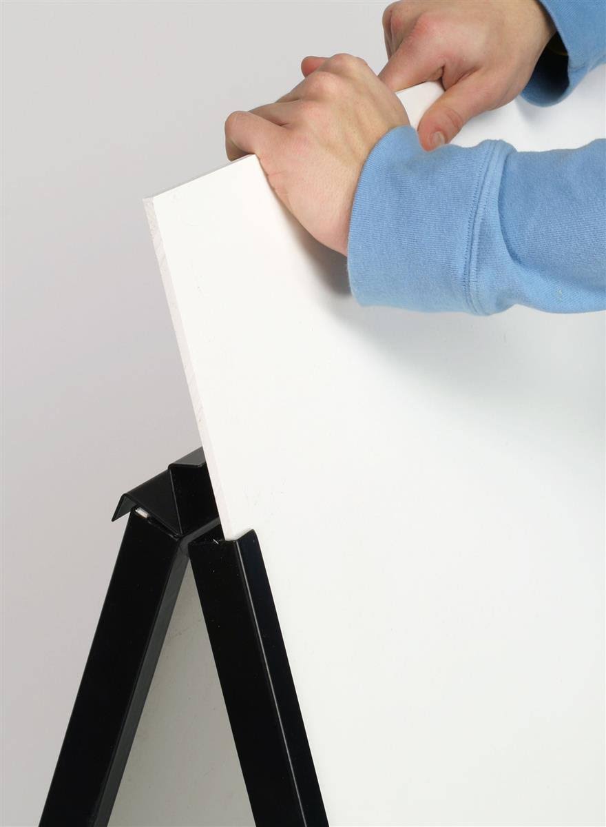 Double-Sided Sidewalk Sign w/ Hinged Top u0026 Black Metal Frame