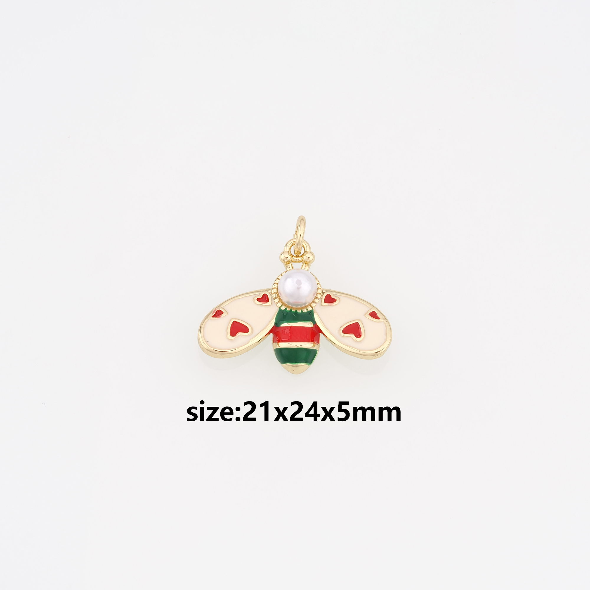18K Gold Filled Bee Pendant,Enamel Bee Charm Earrings Necklace for DIY Jewelry Making Supply
