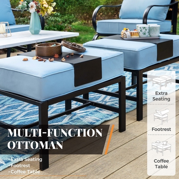 MAISON ARTS 5/7Seat Patio Conversation Set,Sofa Set with 2 x Single Sofa Chairs,1 x 3seater Sofa and Coffee Table/Ottomans