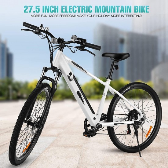 27.5″ Aluminum 700C Electric Bike, 350w Adults Electric Commuting Bicycle with Removable 10.4 Ah Battery, 7-Speed Professional Derailleur City E-bike