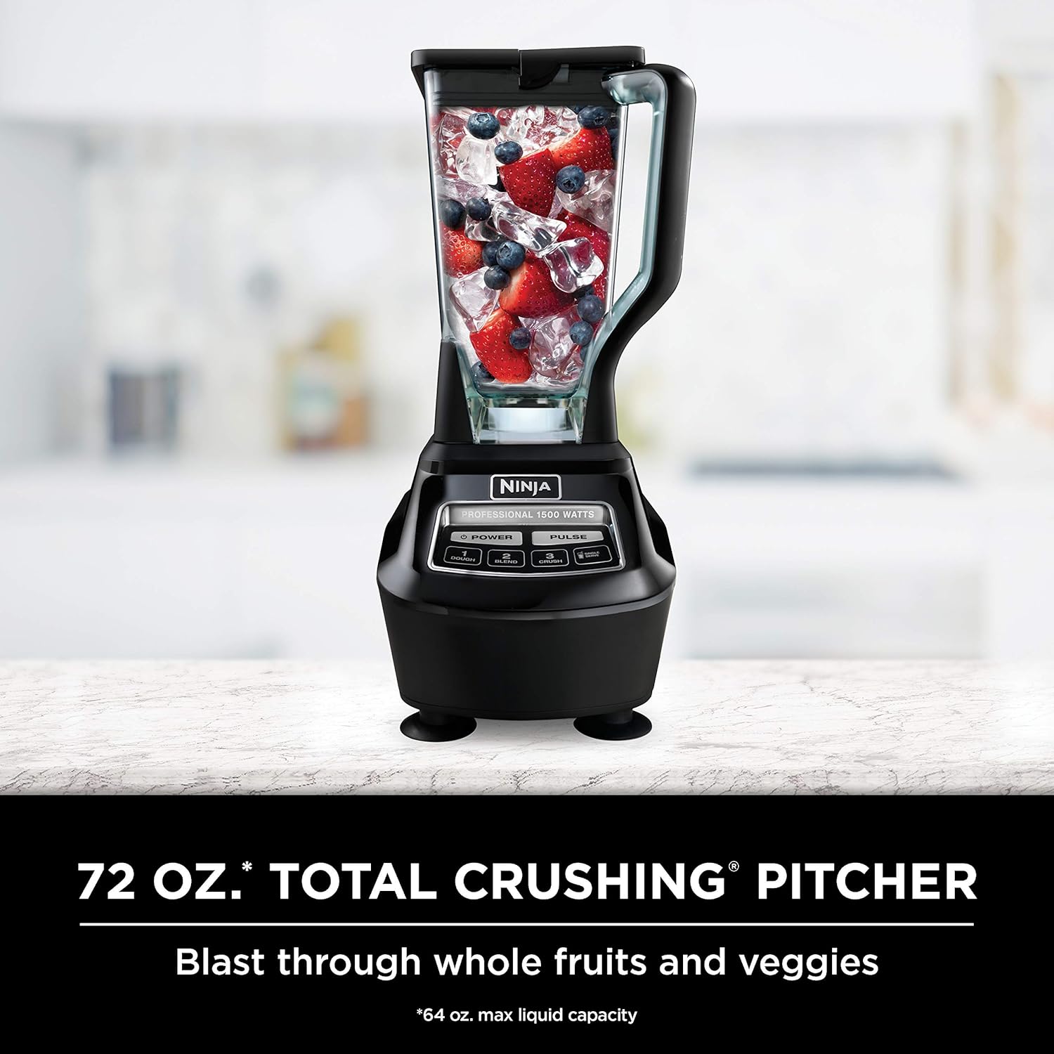2026 BL770 Mega Kitchen System, 1500W Blender & Processor, 72oz Pitcher, 64oz Bowl, 16oz To-Go Cups, Black
