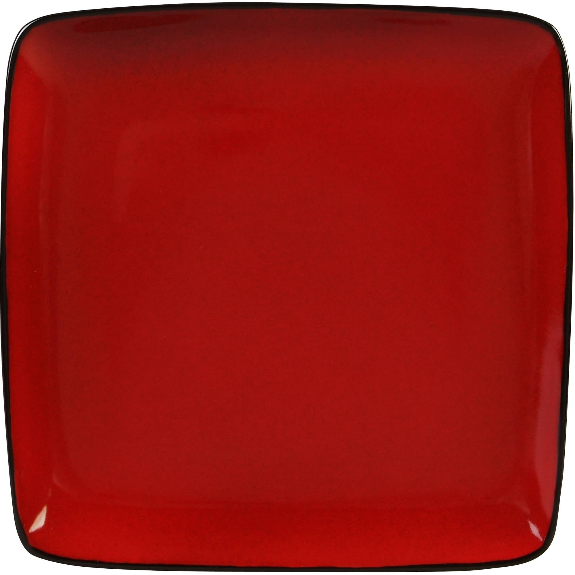 Better Homes and Gardens Rave Square Dinnerware, Red, Set Of 16