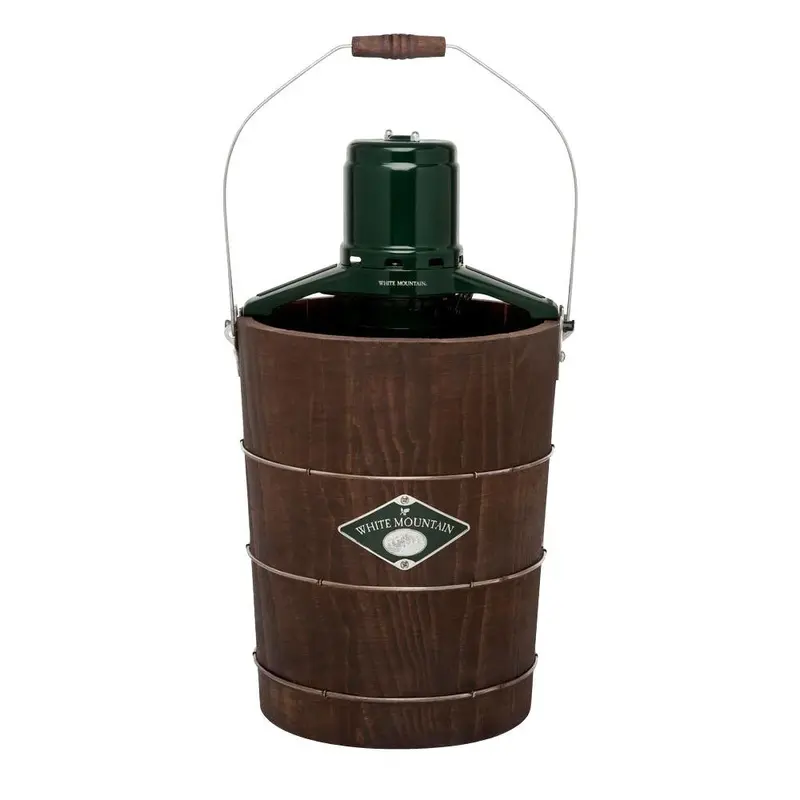 White Mountain 6-Quart Electric Ice Cream Maker — Green and Brown Woodgrain Design