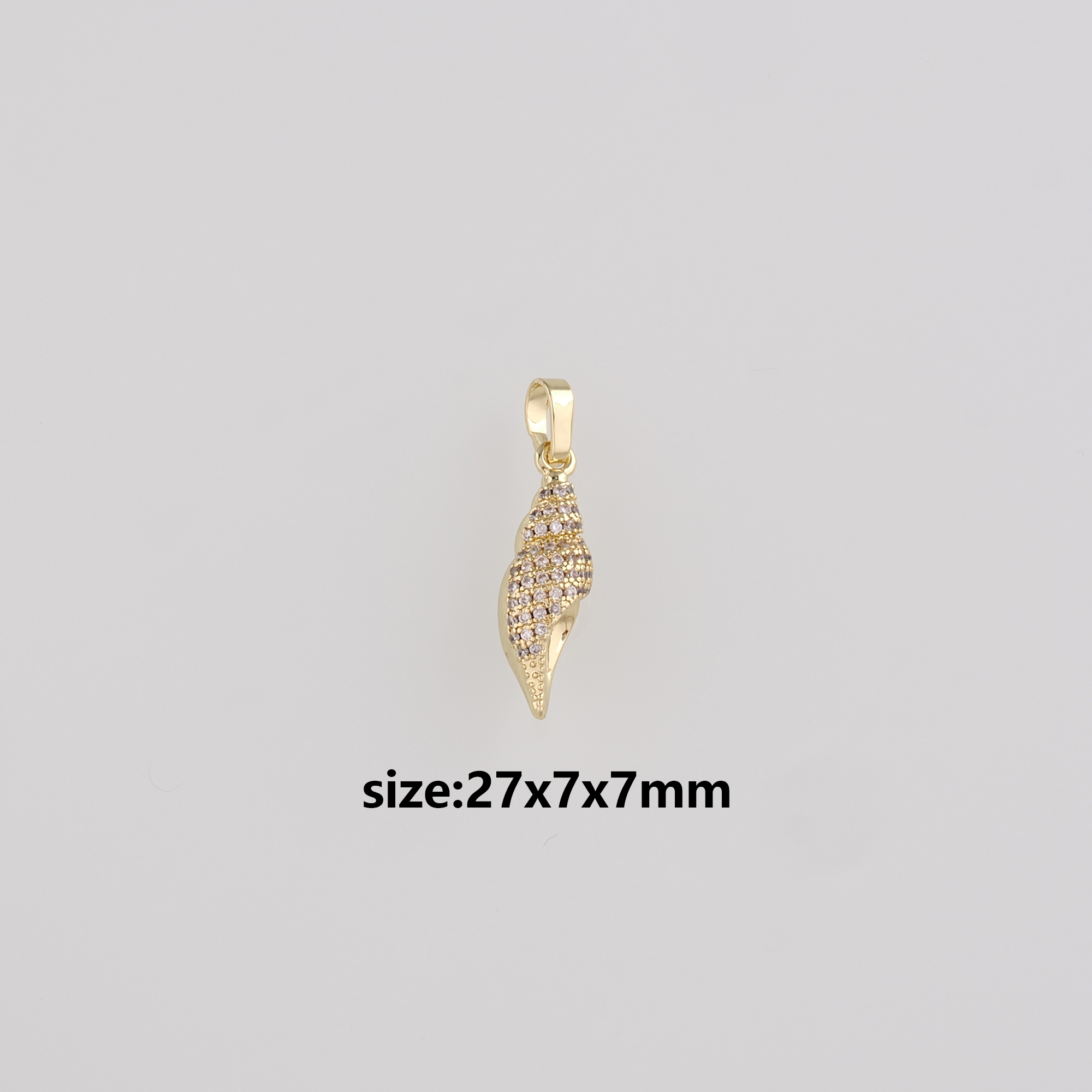 18K Gold Filled Conch Shell Pendant,CZ Micro Pave Ocean Shell Charm Earrings Necklace for DIY Jewelry Making Supply